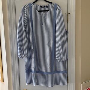 Lands' End Blue and White Striped Blouse